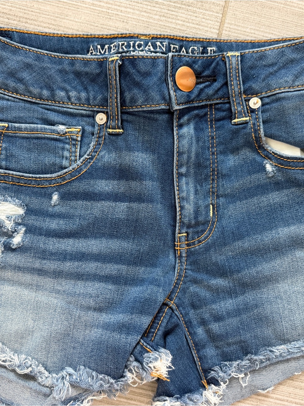 American Eagle Outfitters Distressed Blue Denim Cutoff Shorts